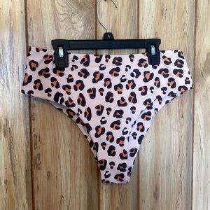 High waisted cheetah print bathing suit bottom